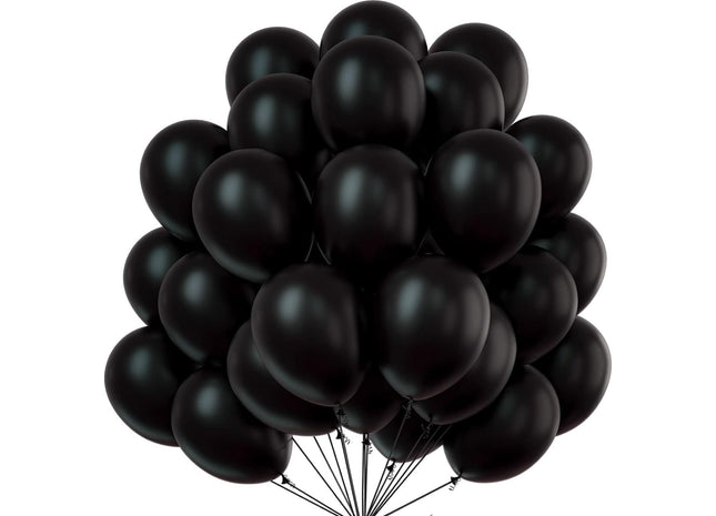 50x Luftballons schwarz Ø 35 cm - Helium geeignet - Kein Plastik -100 % Bio & recyclebar - Deko Dekoration zur Befüllung mit Ballongas (schwarz)