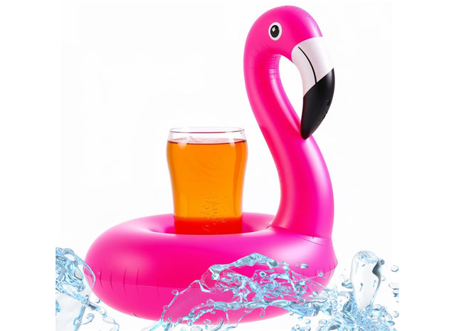 1x Getränkehalter Flamingo aufblasbar Luftmatratze Schwimmring Schwimmreif für Pool, Cocktailhalter, Bierhalter, Becher, Dosenhalter, Becherhalter Bie