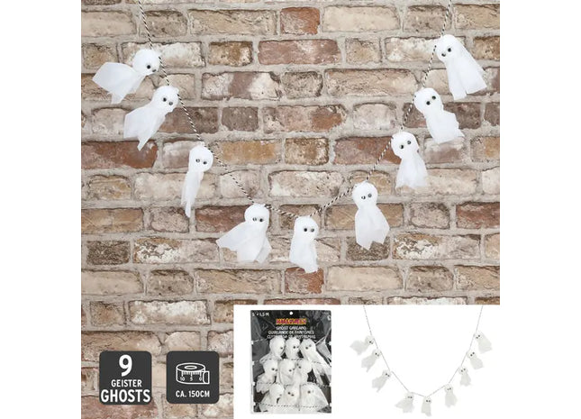 1,5m lange Geister-Girlande - Gruselige Dekoration für Halloween-Partys und -Displays TK Gruppe® Grosshandel 