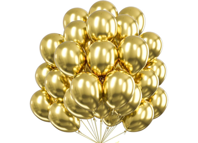 50x Luftballons Gold Ø 35 cm - Kein Plastik -100 % Bio & recyclebar - Helium geeignet metallic Deko Dekoration zur Befüllung mit Ballongas (Gold)