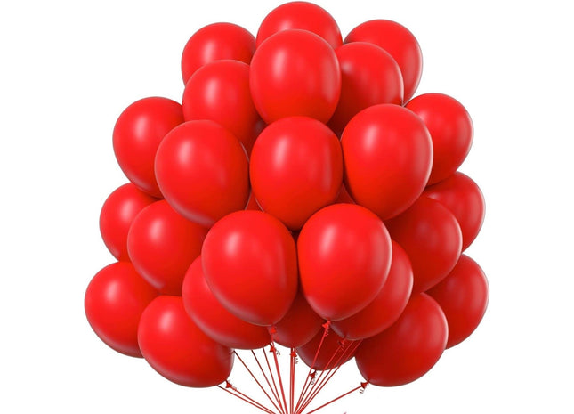 50x Luftballons rot Ø 35 cm - Helium geeignet - Kein Plastik -100 % Bio & recyclebar - Deko Dekoration zur Befüllung mit Ballongas (rot)