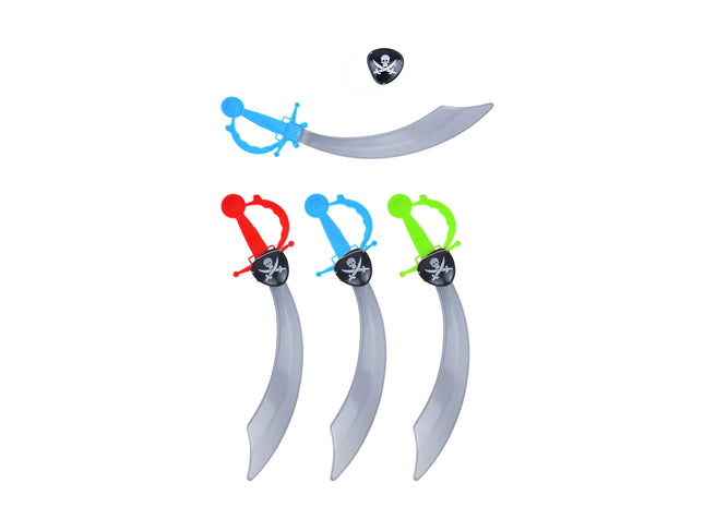 2-teiliges Piraten-Set: 45 cm Schwert & Augenklappe, 3 Farben - Ideales Piraten-Kostüm-Zubehör TK Gruppe® Grosshandel 