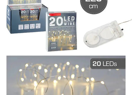 20-LED-Miniatur-Lichterkette, 220 cm, batteriebetrieben durch Knopfzellen TK Gruppe® Grosshandel 
