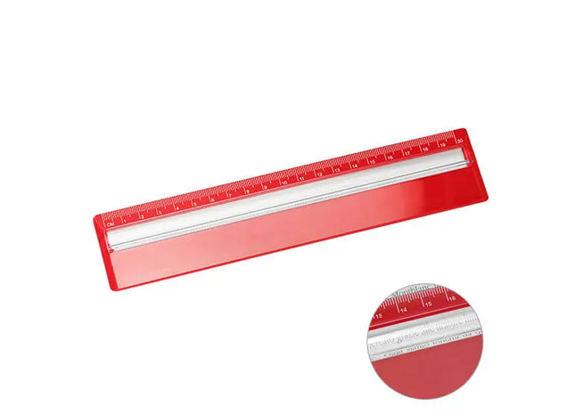 20 cm Lineal mit Zeilenlupe in Rot – Praktisch & Präzise TK Gruppe® Grosshandel 