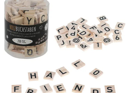 200 Holzbuchstaben im Set, Verpackt in PVC-Tube - Kreatives Bastelmaterial TK Gruppe® Grosshandel 