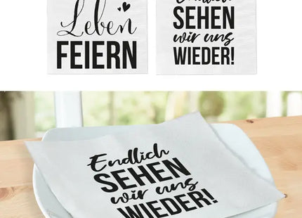 20er-Pack Servietten mit Sprüchen, 4 Zoll, 2 Designs – Ideal für Events TK Gruppe® Grosshandel 