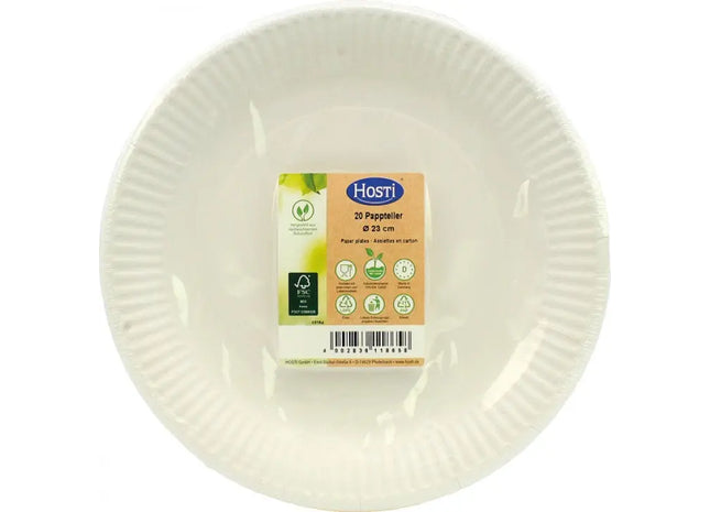 20er-Pack Weiße Partyteller, 23cm Rund, Schrumpffolie Verpackt - Robust & Elegant TK Gruppe® Grosshandel 