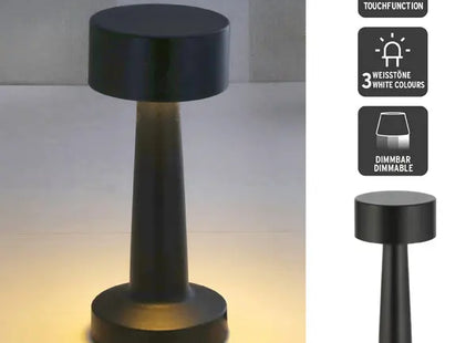 21cm LED Tischleuchte mit Touch-Steuerung - Schwarzes Design, USB-Anschluss für moderne Beleuchtung TK Gruppe® Grosshandel 
