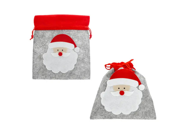 21x23cm Geschenkbeutel aus Filz mit Santa-Motiv - Wiederverwendbar, Festlich, Vielseitig TK Gruppe® Grosshandel 