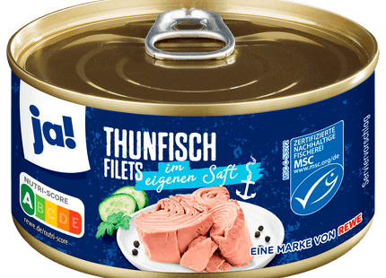 ja! Thunfischfilets in eigenem Saft geschnitten 150g