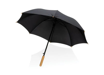 23 Impact AWARE™ RPET 190T Auto-Open Bambus-Schirm - Schwarz, Umweltfreundlich & Stilvoll TK Gruppe® Grosshandel 