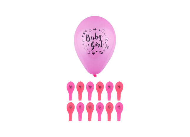 23 cm rosa Baby-Mädchen-Luftballons, Partydekoration für Geburt und Taufe TK Gruppe® Grosshandel 