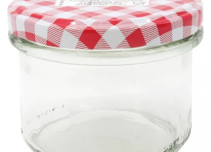 235ml Einmachglas mit kariertem Deckel - Kompakter Vorratsbehälter im Landhausstil TK Gruppe® Grosshandel 