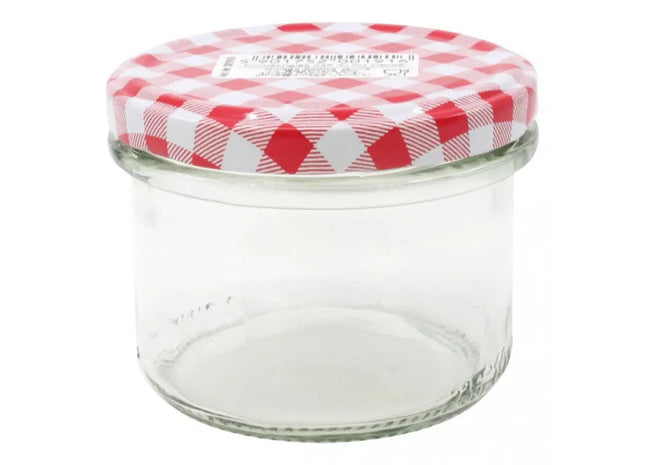 235ml Einmachglas mit kariertem Deckel - Kompakter Vorratsbehälter im Landhausstil TK Gruppe® Grosshandel 