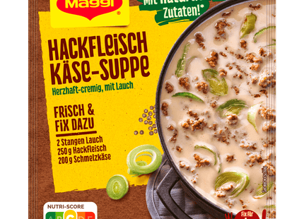 Maggi Fix für Hackfleisch-Käse–Suppe mit Lauch 46g