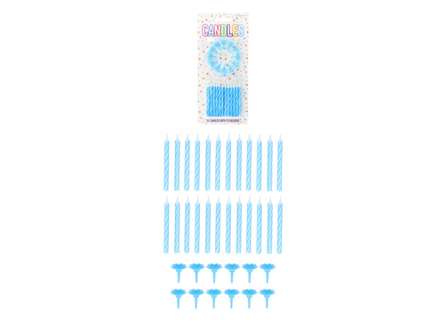 24 blaue Partykirschen, 6 cm mit 12 Haltern – Geburtstagsdekorationsset TK Gruppe® Grosshandel 