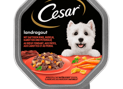 Cesar Schale Landküche Rind, Pasta und Karotten 150g