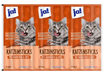 ja! Feine Katzensticks Hähnchen & Ente 10x5g