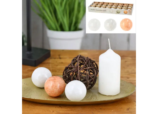 24er Set Marmorkugeln, 4 cm Durchmesser, Verschiedene Designs – Inklusive Tray TK Gruppe® Grosshandel 