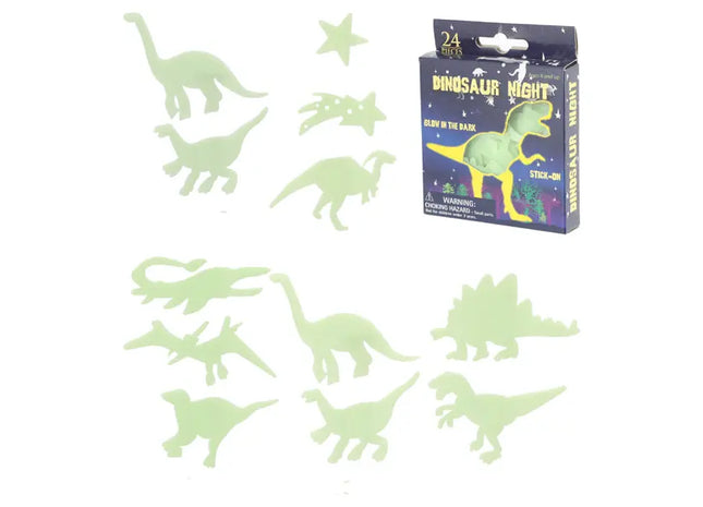 24er Set Wandsticker Dino, leuchtend im Dunkeln, leicht anzubringen, ablösbar, kinderfreundlich TK Gruppe® Grosshandel 