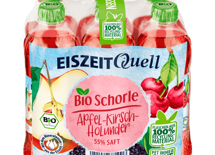 EiszeitQuell Bio-Schorle Apfel-Kirsch-Holunder 6x0,5l