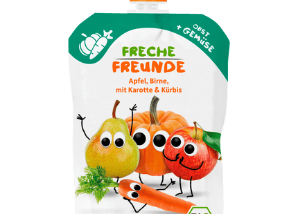 Erdbär Freche Freunde Apfel, Bio Birne, Karotte & Kürbis 100g