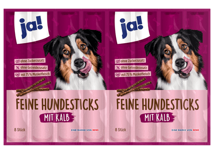 ja! Feine Hundesticks mit Kalb 8x11g