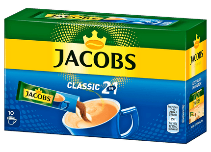 Jacobs Kaffeespezialitäten 2 in1, 10 Sticks mit Instant Kaffee