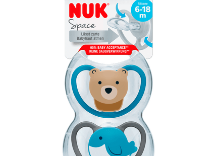 Nuk Space Silikon Sauger 6-18 Monate 2 Stück