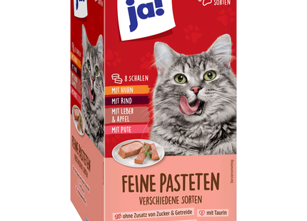 ja! Katzenfutter Feine Pasteten 4 Sorten 8x100g