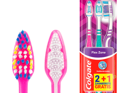 Colgate Zahnbürste Flex Zone Mittel 2+1 Stück