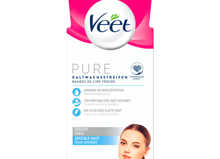 Veet Pure Kaltwachsstreifen Gesicht Sensible Haut 20 Stück