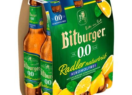 Bitburger Radler naturtrüb 0,0% alkoholfrei 6x0,33l