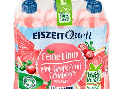 EiszeitQuell Feine Limo Pink Grapefruit Cranberry 6x0,5l