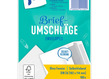 ja! Briefumschläge DIN C6 100 Stück Ohne Fenster