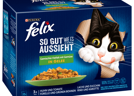 Purina Felix So gut wie es aussieht Gemischte Vielfalt mit Gemüse in Gelee 12x85g