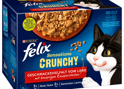 Purina Felix Sensations Crunchy Geschmacksvielfalt vom Land 10x85g