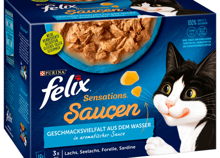 Purina Felix Sensations Soße Geschmacksvielfalt aus dem Wasser 12x85g