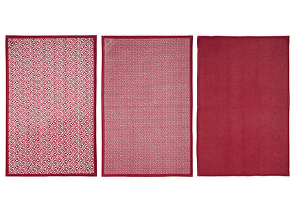 3er-Set Geschirrtücher aus roter Baumwolle 45x70cm