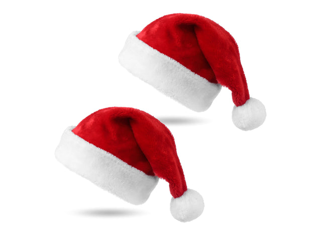 2er Samt Weihnachtsmütze Nikolausmütze Mütze Weihnachten Nikolaus rot für Erwachsene & Kinder - Weihnachtsfeier Weihnachtsmarkt