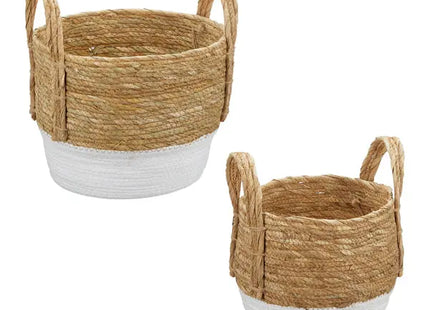 2er Set Aufbewahrungskörbe mit Henkeln - Robuste und Stilvolle Körbe für Zuhause und Büro TK Gruppe® Grosshandel 
