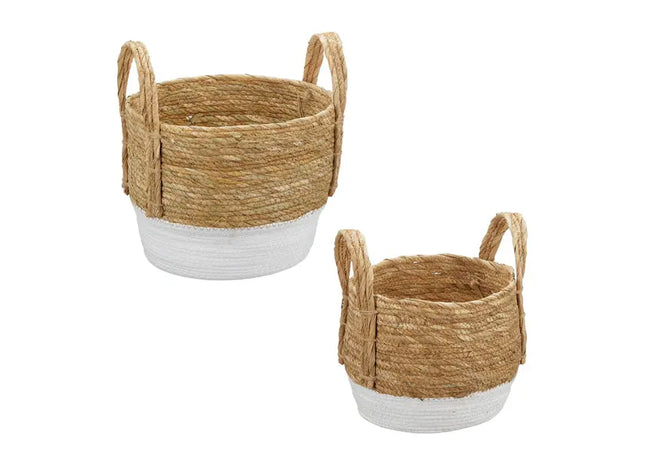 2er Set Aufbewahrungskörbe mit Henkeln - Robuste und Stilvolle Körbe für Zuhause und Büro TK Gruppe® Grosshandel 