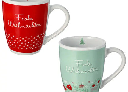 2er Set Bauchige Weihnachtsbecher, 9,5cm Hoch, Festliches Trinkgeschirr TK Gruppe® Grosshandel 