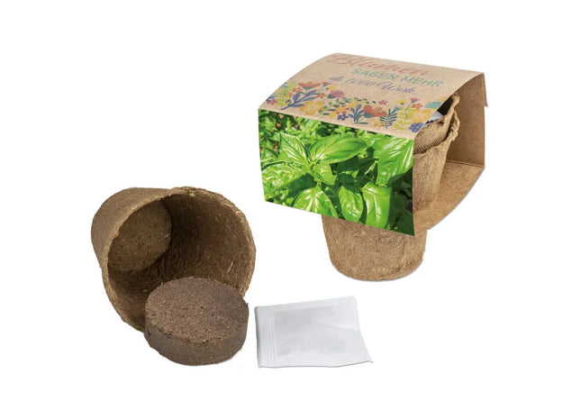 2er Set Biologisch Abbaubare Anzuchttöpfe für Basilikum - Umweltfreundlich TK Gruppe® Grosshandel 