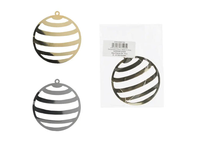 2er Set Christbaumkugel-Hänger Silhouette, ca. 6 cm Durchmesser - Weihnachtsdekor TK Gruppe® Grosshandel 