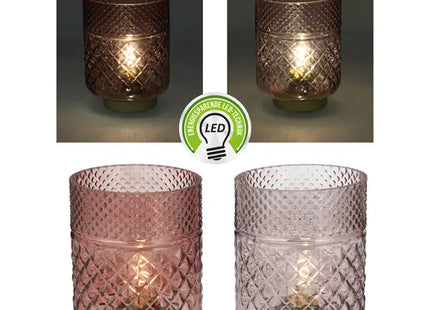 2er Set Dunkle Kristallglas-LED Leuchten, 17 cm Hoch - Elegante Raumbeleuchtung TK Gruppe® Grosshandel 