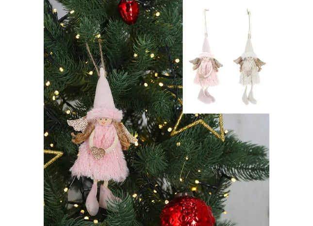 2er Set Engel zum Aufhängen, Höhe ca. 18cm, Himmlische Weihnachtsdekoration TK Gruppe® Grosshandel 