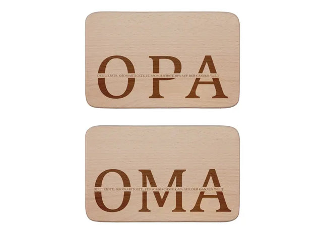 2er Set Frühstücksbrettchen für Oma & Opa, Sortiment - Robuste Küchenhelfer TK Gruppe® Grosshandel 