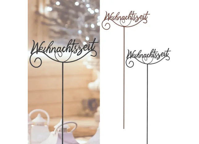 2er Set Gartenstecker 'Weihnachtszeit', Goldene Schrift, 110 cm Höhe TK Gruppe® Grosshandel 