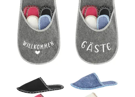 2er Set Gästepantoffeln - Komfortable Hausschuhe für Besucher TK Gruppe® Grosshandel 